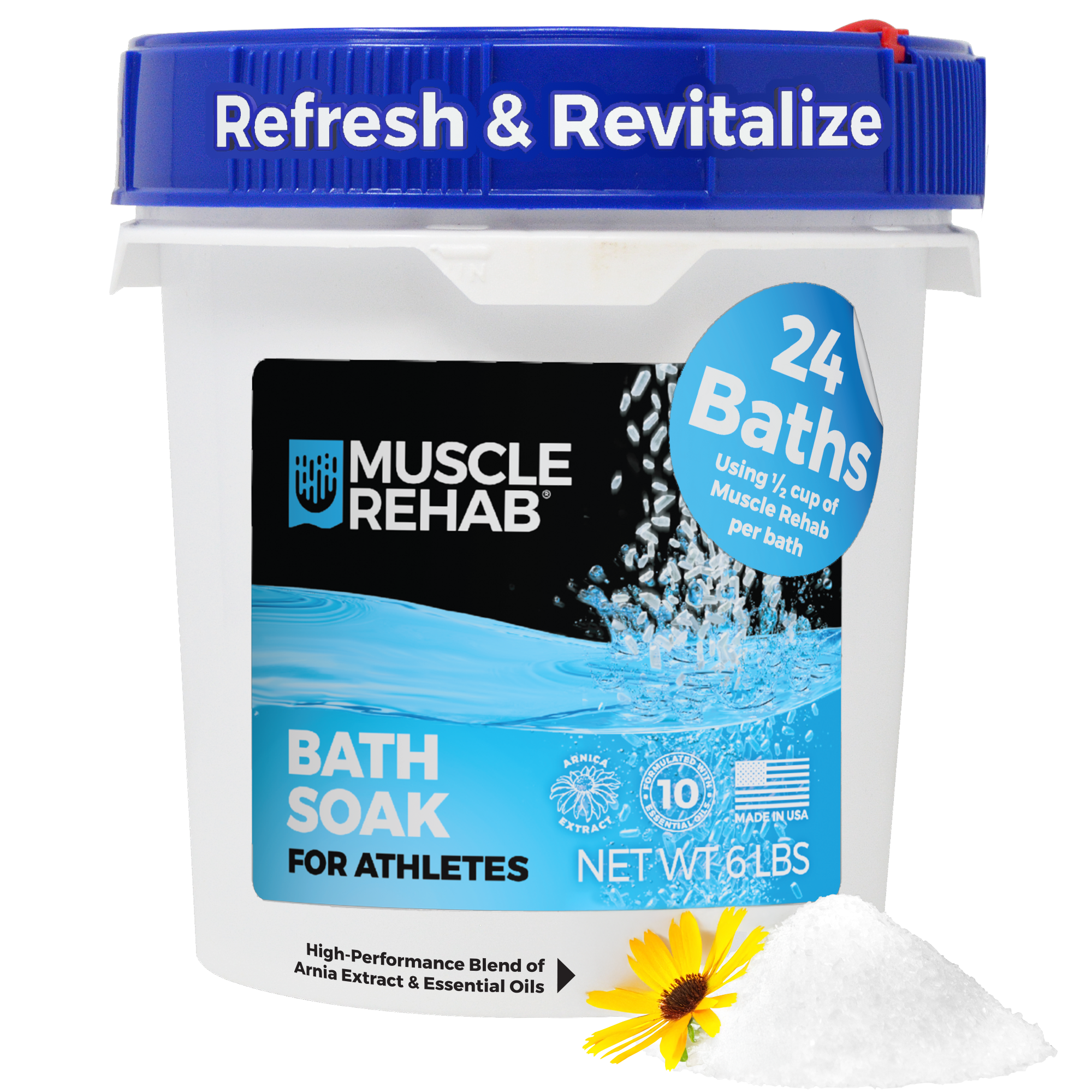 Muscle Rehab Bath Soak for Athletes 6 lb Pail — post-workout muscle recovery for serious athletes and high-volume trainers