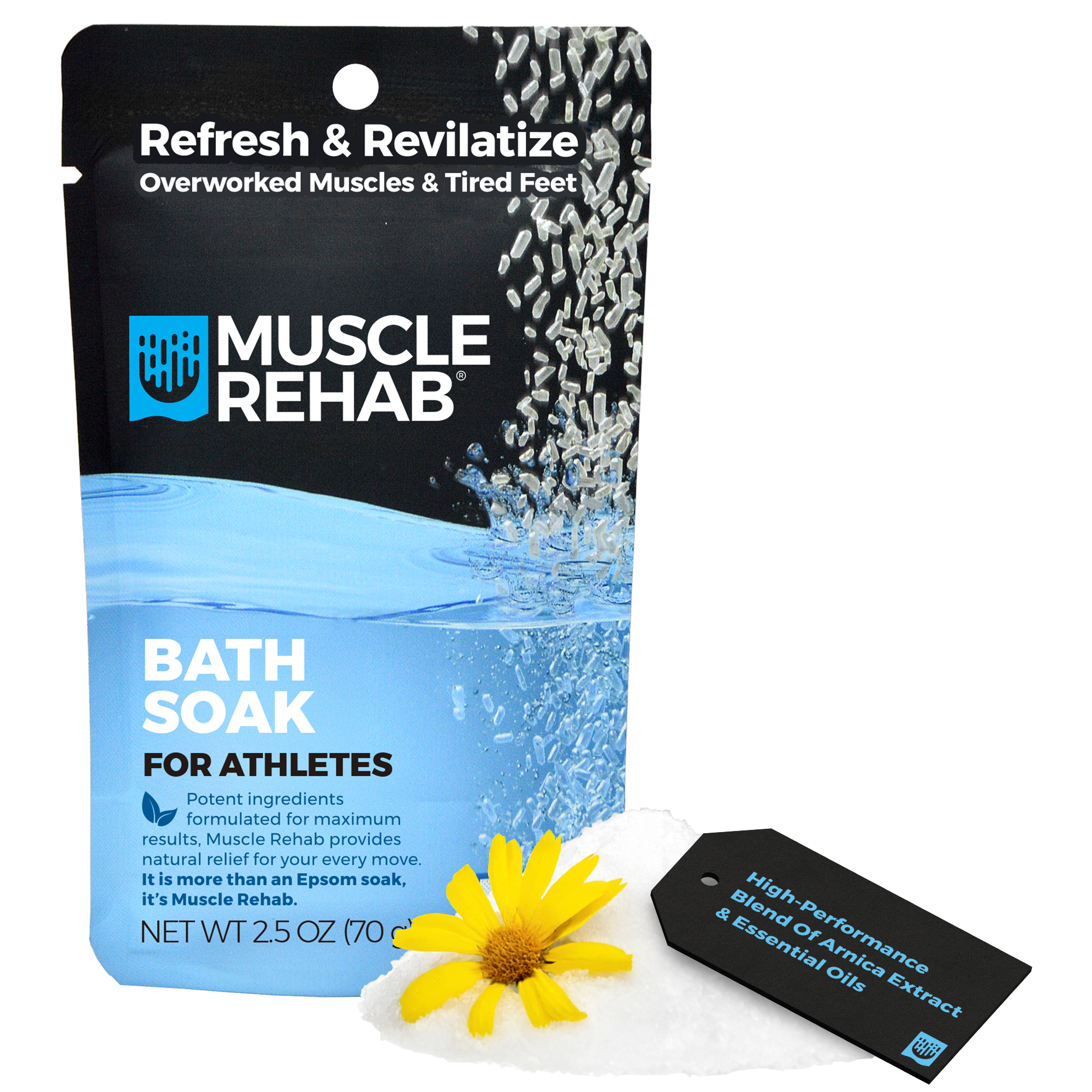 Muscle Rehab Travel Bath Soak 2.5oz — portable muscle recovery soak for athletes recovering while traveling or at races