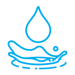 Muscle Rehab's custom-made blue icon of a water droplet and splash on a transparent background