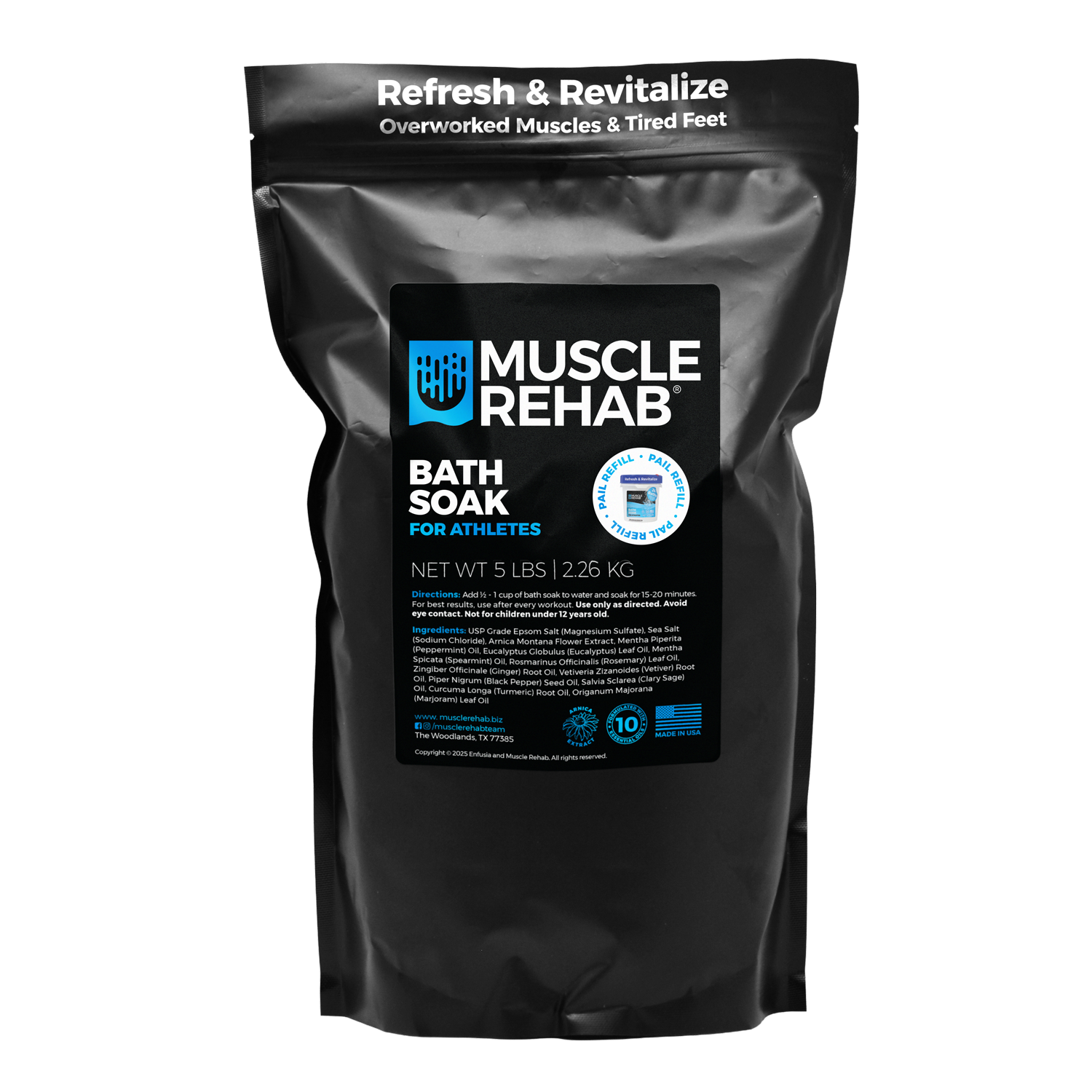 Muscle Rehab Muscle Recovery Bath Soak 5 lb Refill — epsom salt and arnica for recurring soreness in high-frequency athletes