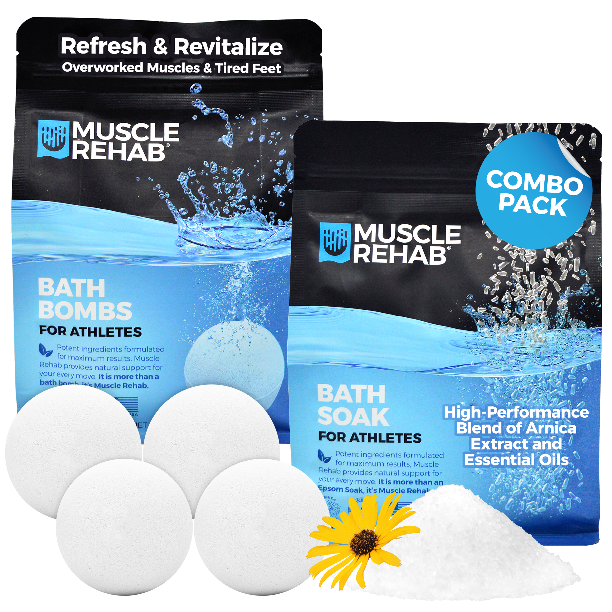 Muscle Rehab Ultimate Recovery Bundle — bath bombs and soak combined for full-spectrum muscle soreness and fatigue relief